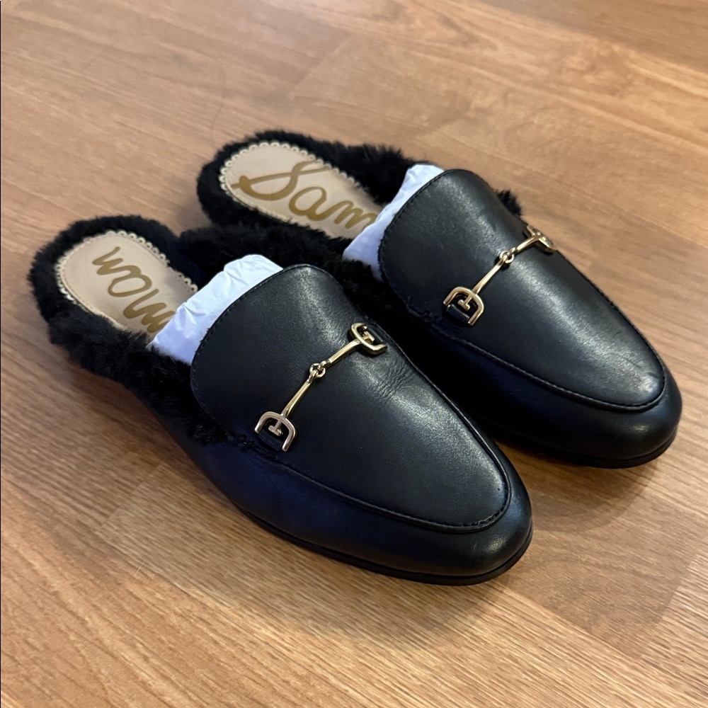 Sam Edelman Black Fur-Lined Mules